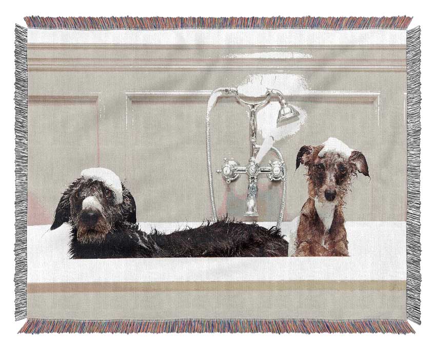 Bath Time Dogs Woven Blanket