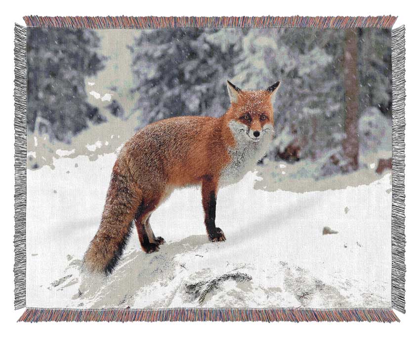 Snow Fox Woven Blanket