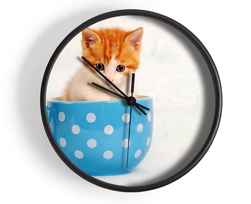 Tea Cup Kitten Cat Clock - Wallart-Direct UK