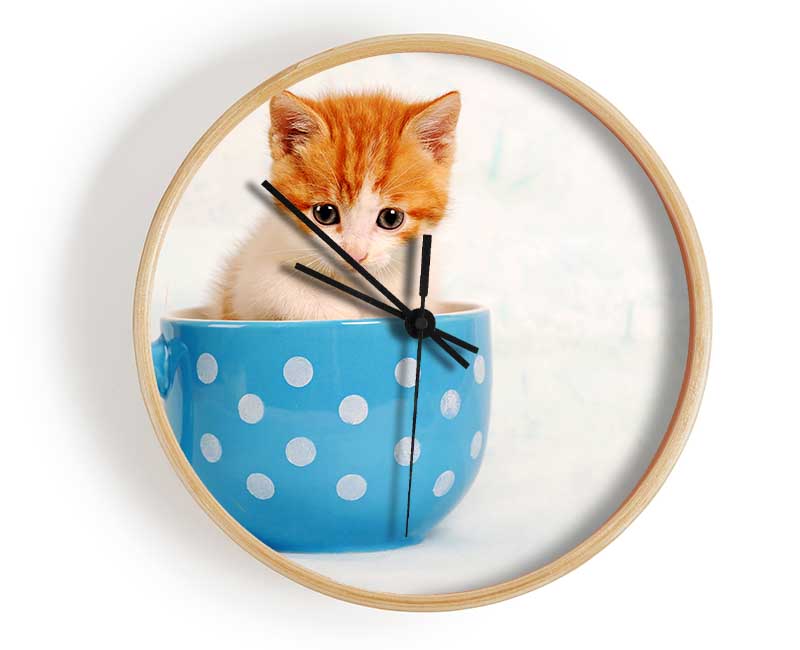 Tea Cup Kitten Cat Clock - Wallart-Direct UK