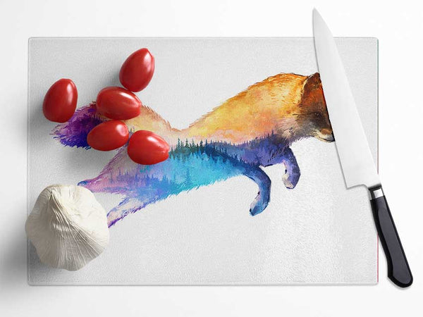 Fox Pounce Glass Chopping Board