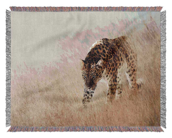 Prowling Leopard Woven Blanket