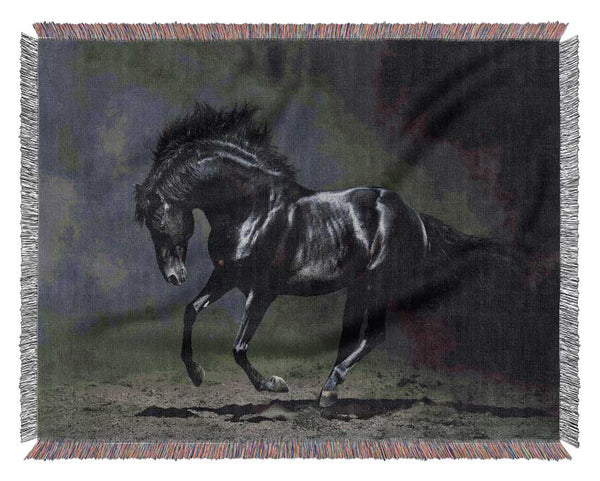 Black Beauty Horse Woven Blanket