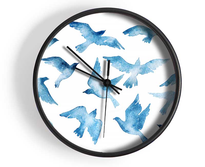 Blue Doves Clock - Wallart-Direct UK