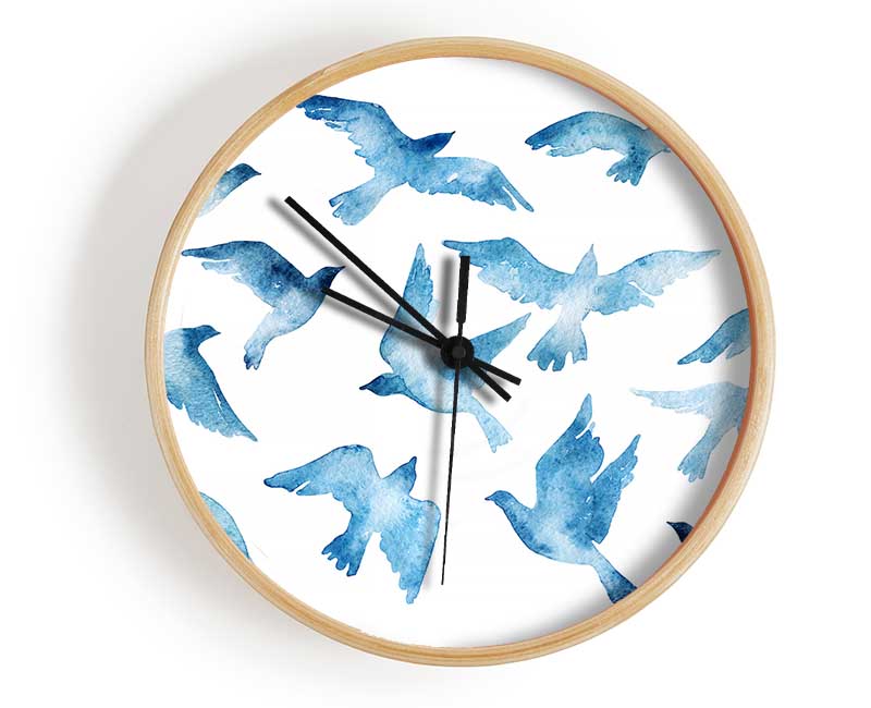 Blue Doves Clock - Wallart-Direct UK