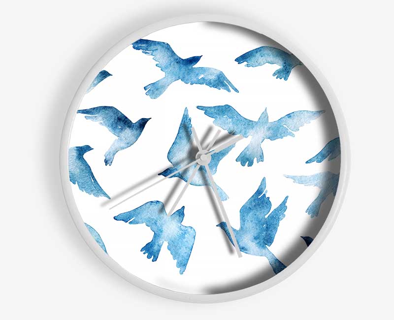 Blue Doves Clock - Wallart-Direct UK