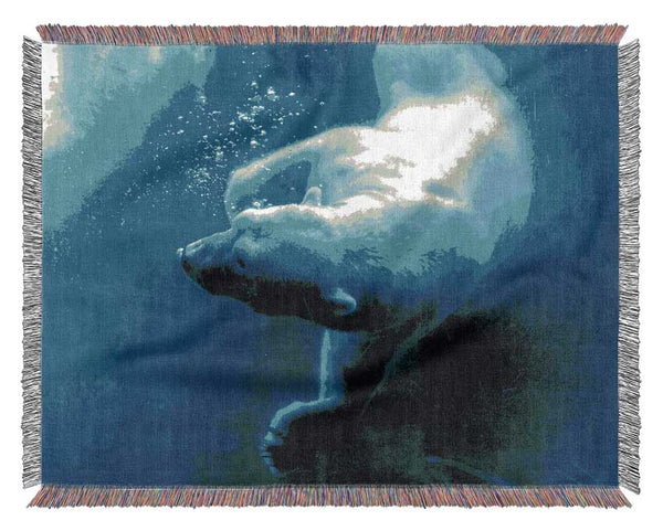 Polar Bear Swimming Woven Blanket