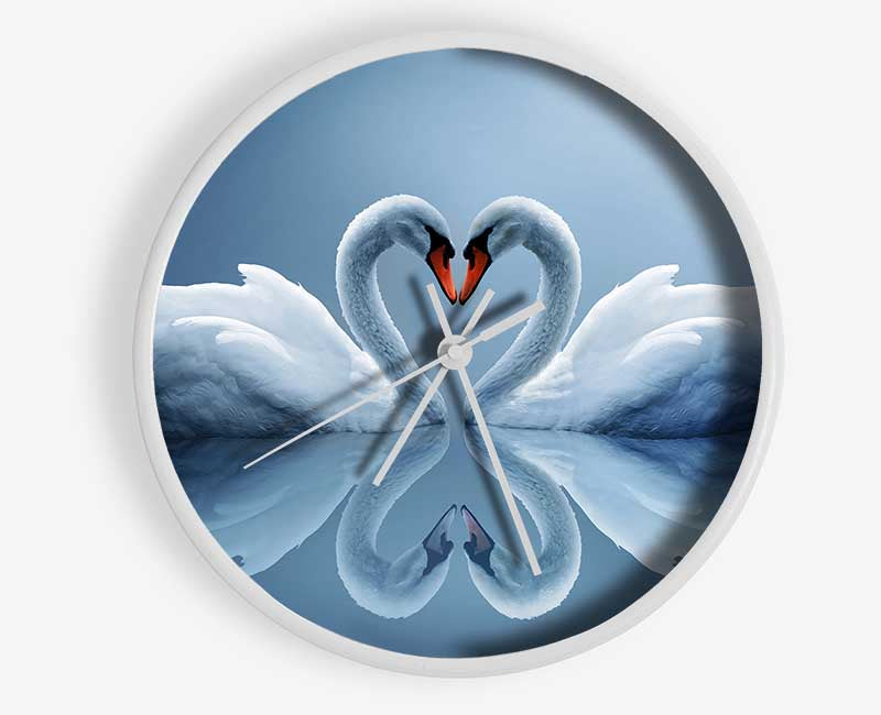 Heart shaped Swans Clock - Wallart-Direct UK