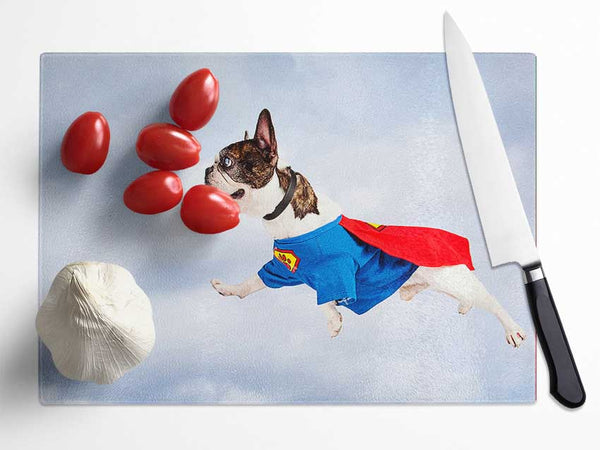 Super Dog Skies Glass Chopping Board