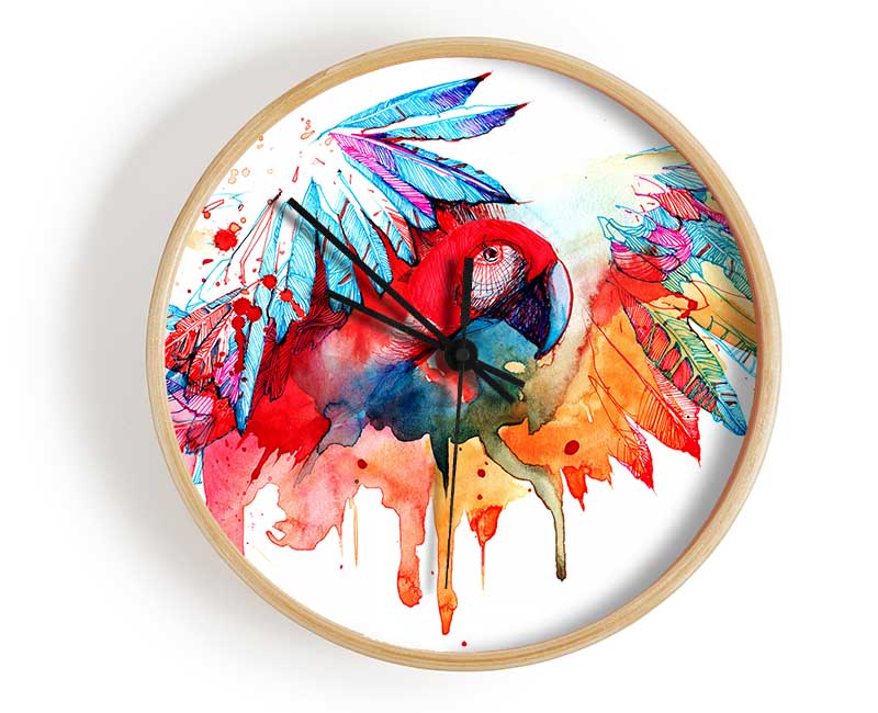 Colourful Parrot Clock - Wallart-Direct UK