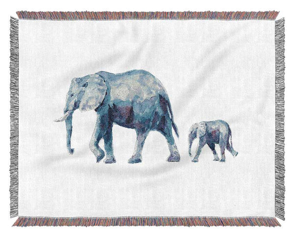 Mother and Child Elephant Love Woven Blanket