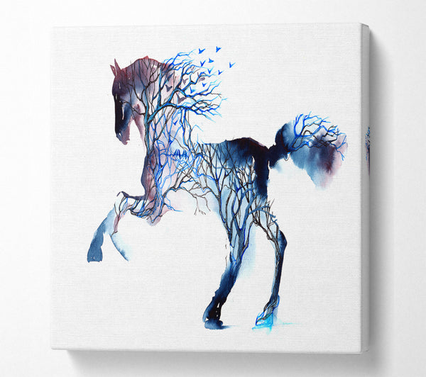 A Square Canvas Print Showing Horse Branches Square Wall Art