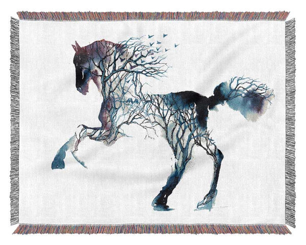 Horse Branches Woven Blanket