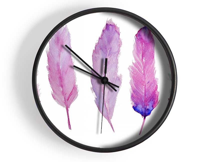 Pink Indian Feathers 1 Clock - Wallart-Direct UK