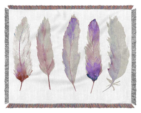 Pink Indian Feathers 1 Woven Blanket