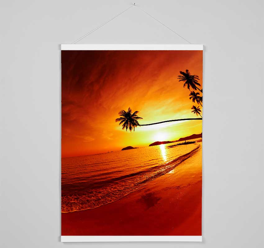 Ocean Sunset Palm Hanging Poster - Wallart-Direct UK