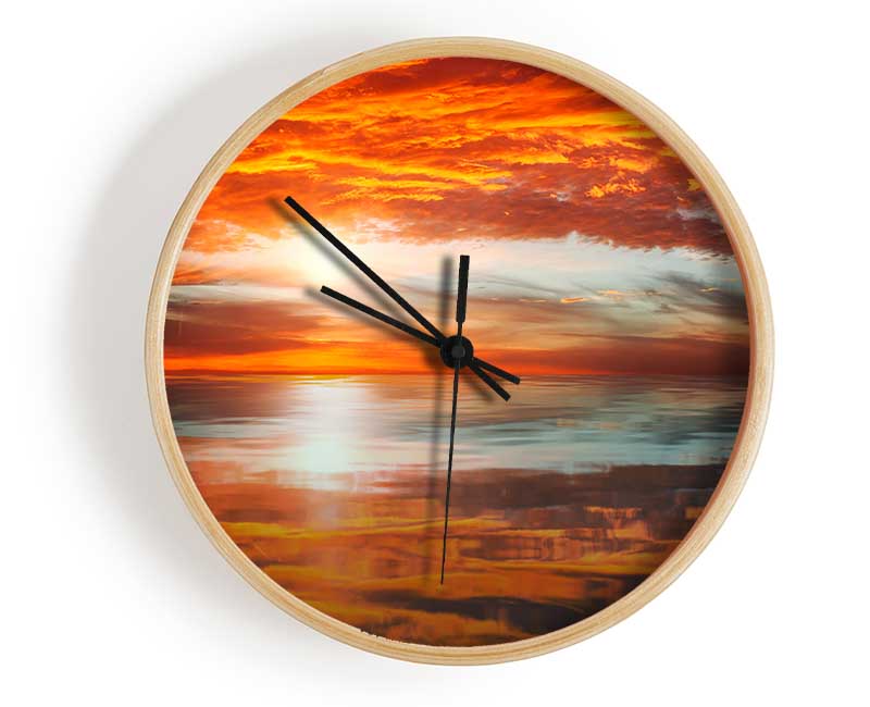 Reflections Of A Sunset Sky Clock - Wallart-Direct UK