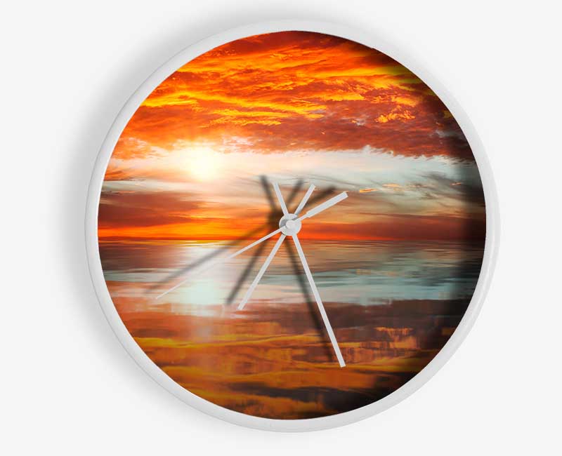 Reflections Of A Sunset Sky Clock - Wallart-Direct UK