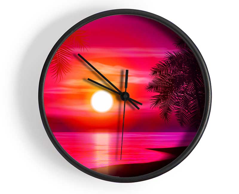 Pink Ocean Glow Clock - Wallart-Direct UK