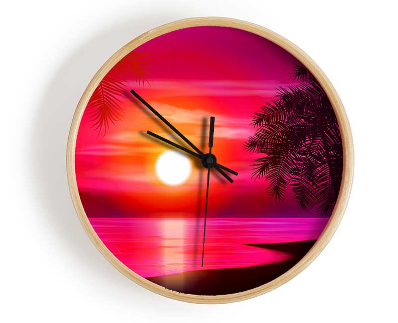 Pink Ocean Glow Clock - Wallart-Direct UK