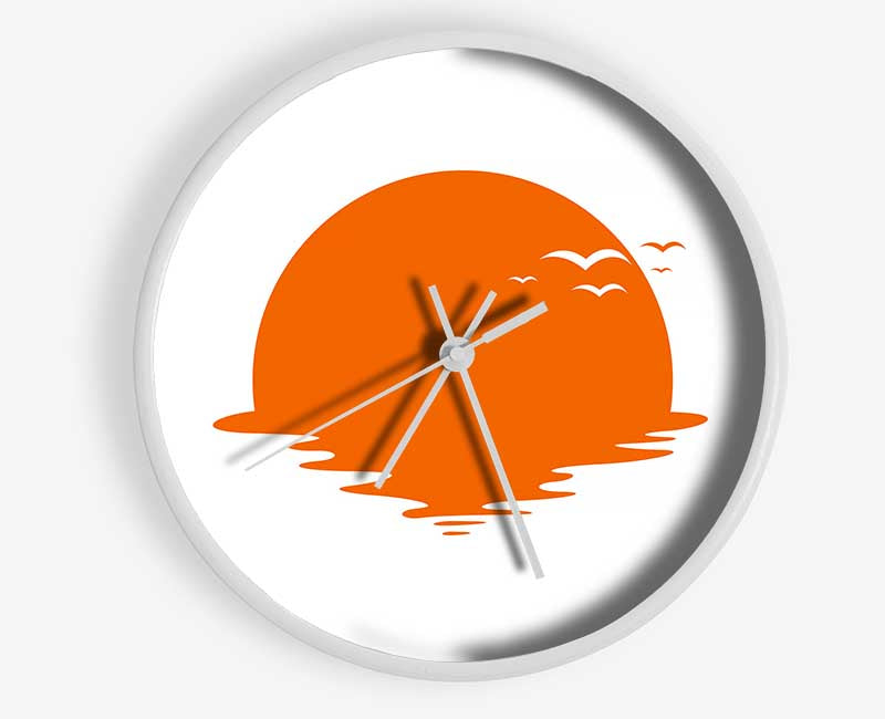 Birds In The Orange Sun Clock - Wallart-Direct UK