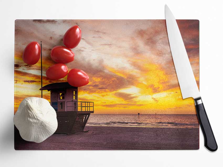 Watchers Tower Sunset Glass Chopping Board