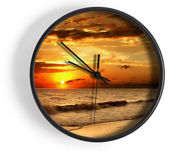 Sunset Waves 1 Clock - Wallart-Direct UK