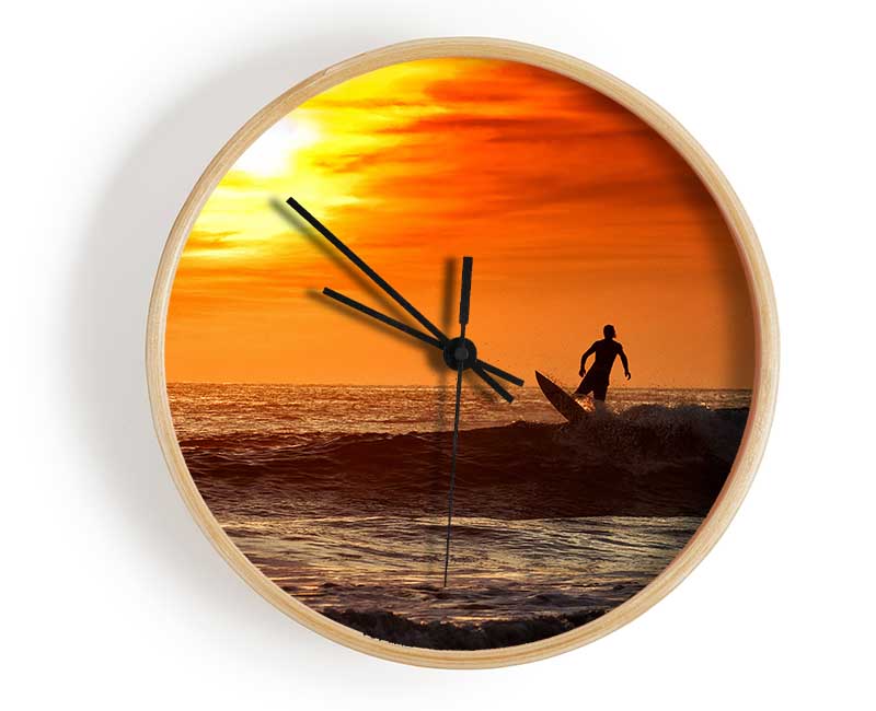 Sunset Surfing Clock - Wallart-Direct UK