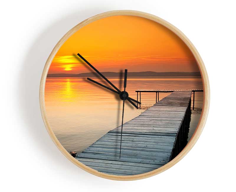 Boardwalk Sunset Clock - Wallart-Direct UK