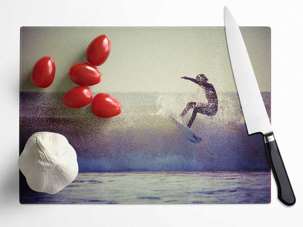 Surfing The Waves Glass Chopping Board