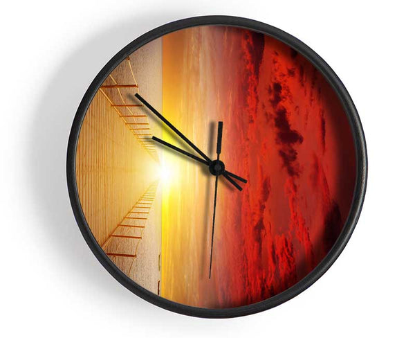 Amazing Sunset Boardwalk Clock - Wallart-Direct UK