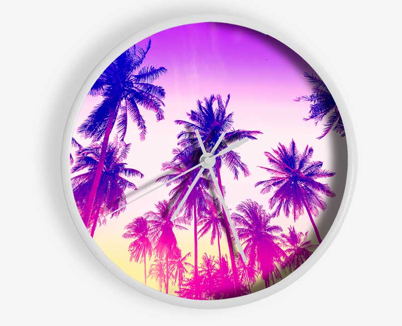 Psychedelic Palm Tree Skies Clock - Wallart-Direct UK