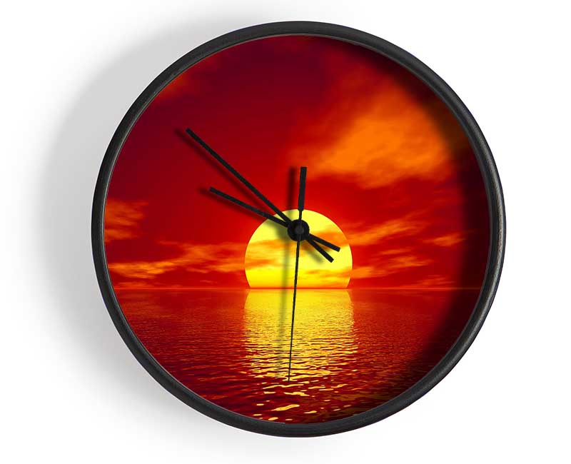 Golden Sun In The Red Sky Clock - Wallart-Direct UK