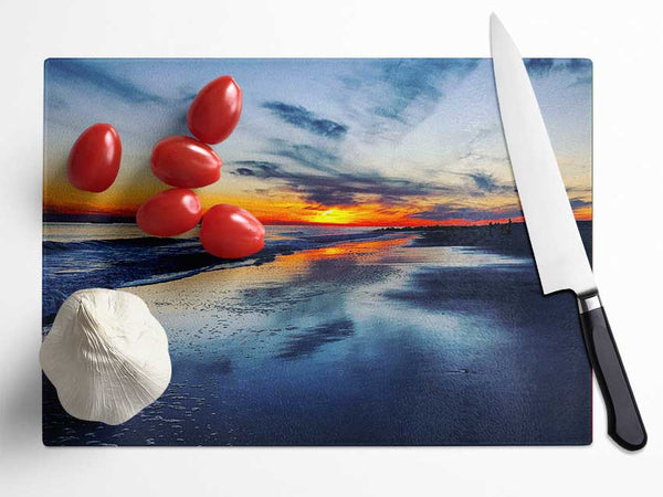 Ocean At Dusk Glass Chopping Board