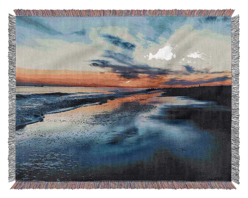 Ocean At Dusk Woven Blanket