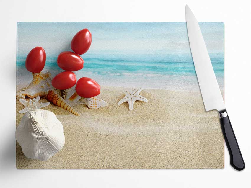 Beautiful Ocean Shells Glass Chopping Board