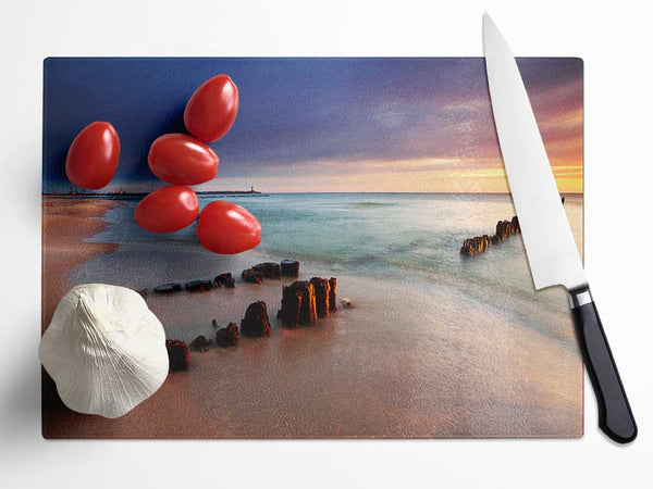 Distant Pier Ocean Glass Chopping Board