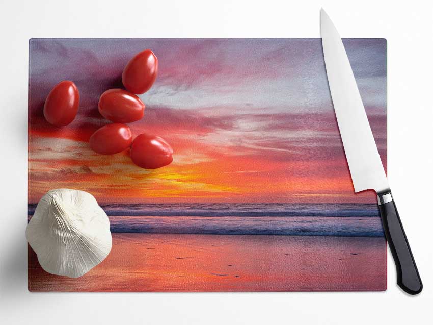 Sunset Ocean Glass Chopping Board