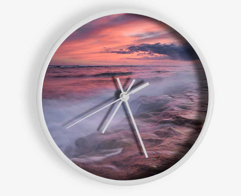 Perfect Pink Ocean Dusk Clock - Wallart-Direct UK