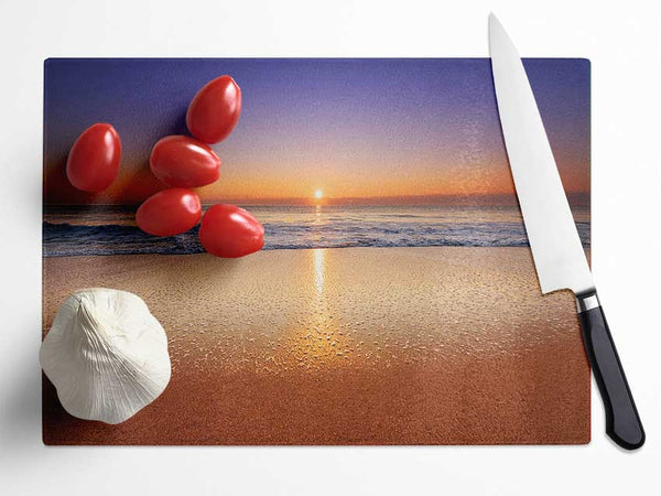 Distant Ocean Sunset Glass Chopping Board