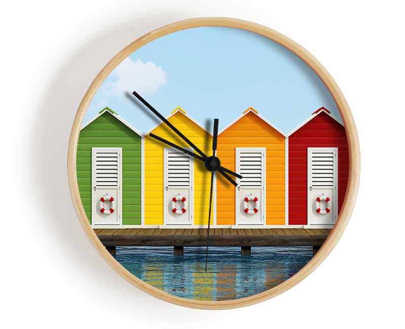 Beach Hut Ocean Clock - Wallart-Direct UK