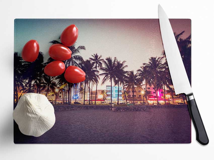 Miami Dusk Glass Chopping Board