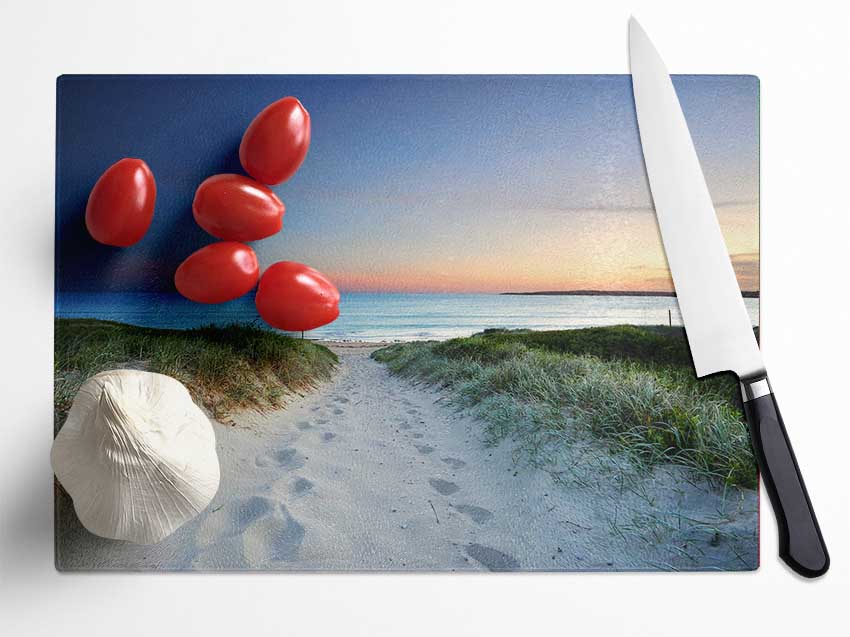 Sunrise Beach Walk Glass Chopping Board