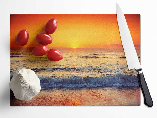 Ocean Sunset Glass Chopping Board