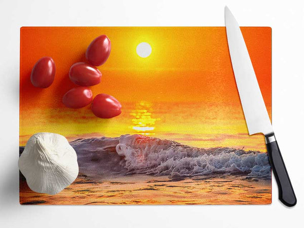 Glistening Ocean Waves Glass Chopping Board