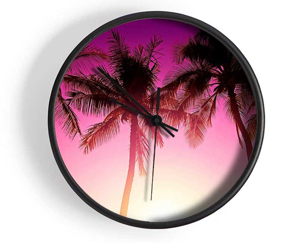 Los Angeles Sunset Palms Clock - Wallart-Direct UK