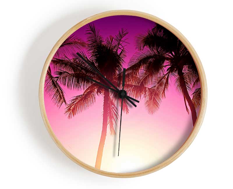 Los Angeles Sunset Palms Clock - Wallart-Direct UK