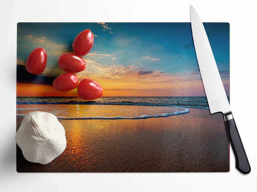 Sunset Movement Glass Chopping Board