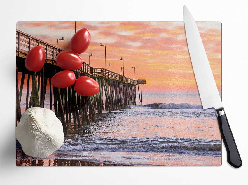 Sunrise Pier Glass Chopping Board