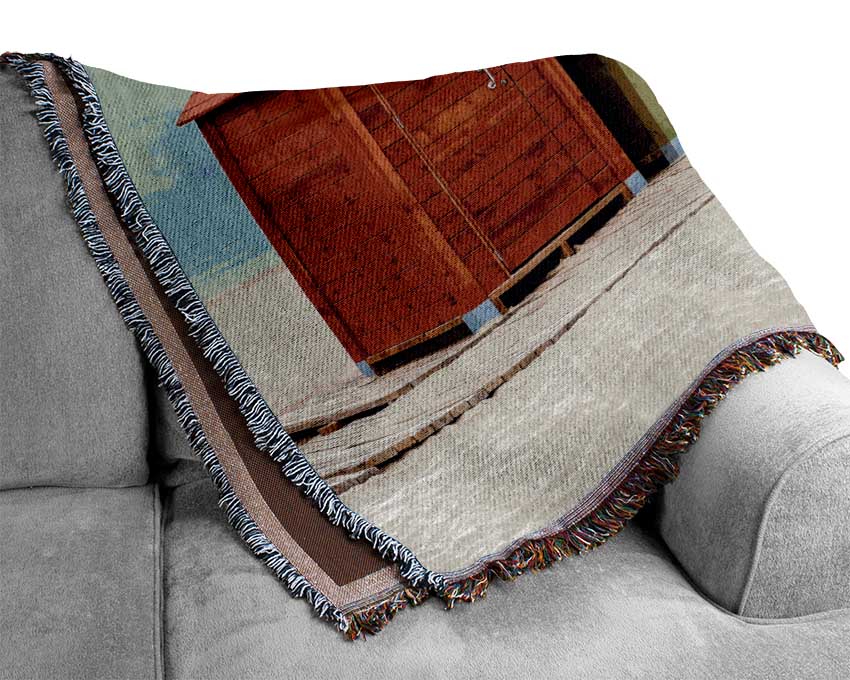 Beach Hut Boardwalk Woven Blanket